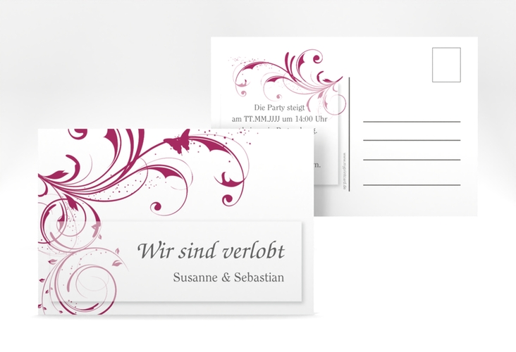 Verlobungskarte Hochzeit Palma A6 Postkarte pink