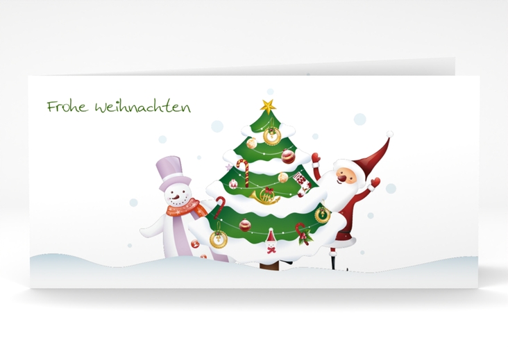 Weihnachtskarte Schneetreiben lange Klappkarte quer