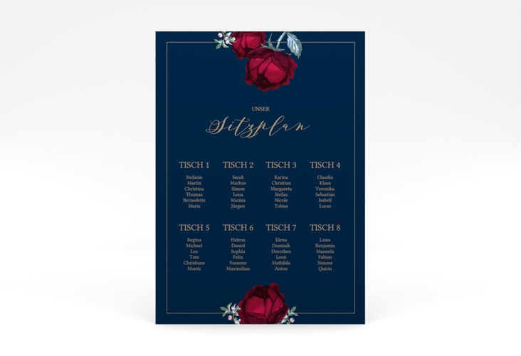 Sitzplan Poster Hochzeit Peonies 50 x 70 cm Poster elegant mit Pfingstrosen