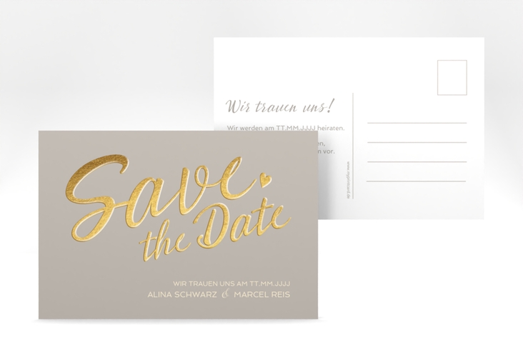 Save the Date-Postkarte Glam A6 Postkarte grau