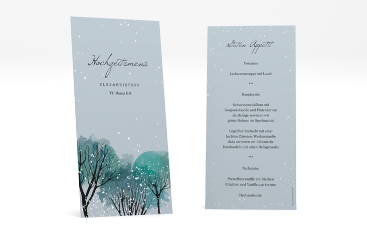 Menükarte Hochzeit Winterhochzeit lange Karte hoch