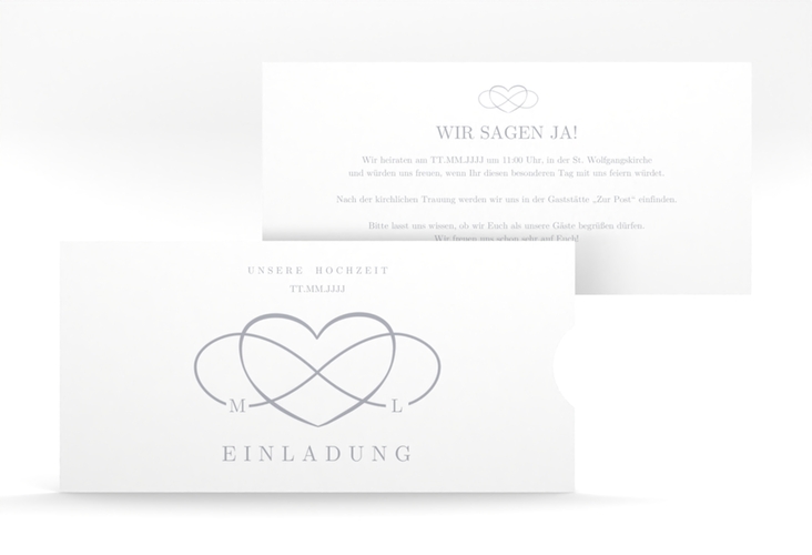 Hochzeitseinladung Infinity Einsteckkarte grau