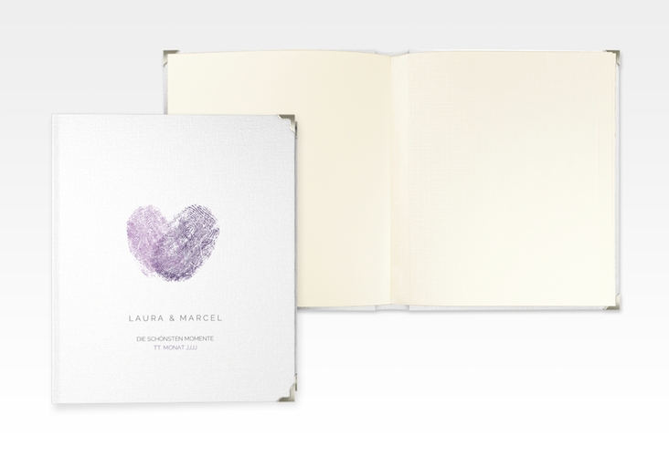 Hochzeitsalbum Fingerprint 21 x 25 cm lila schlicht mit Fingerabdruck-Motiv