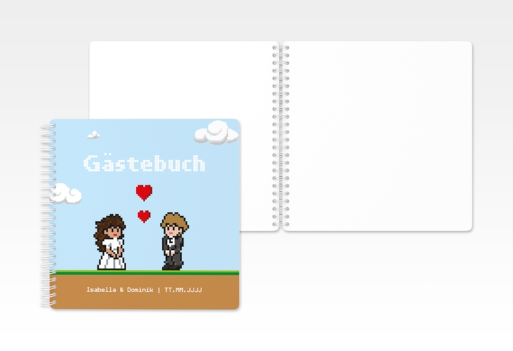 Gästebuch Hochzeit Pixel Ringbindung bunt