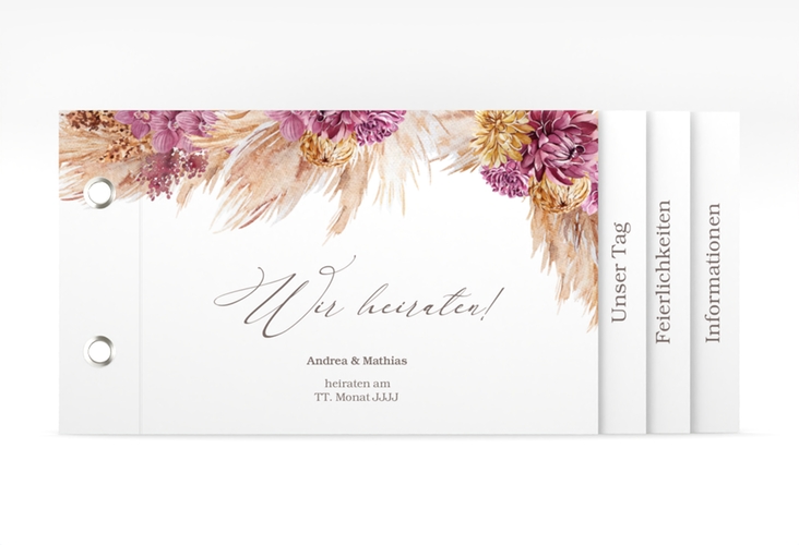 Hochzeitseinladung Pampas Booklet weiss