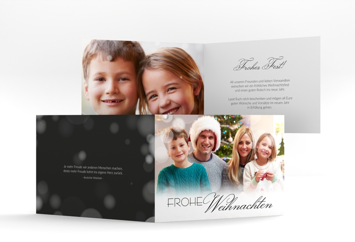 Weihnachtskarte Familienzeit A6 Klappkarte quer schwarz zum Personalisieren mit Familienfoto