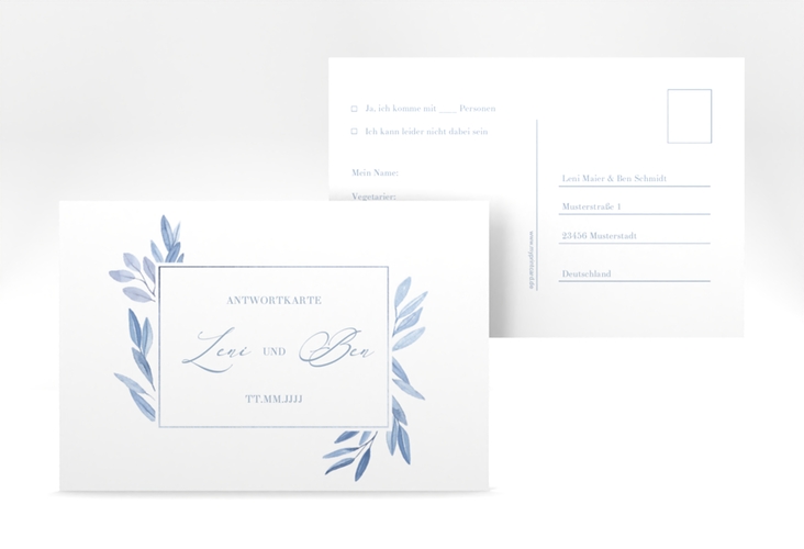 Antwortkarte Hochzeit Classicblue A6 Postkarte