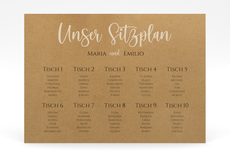 Sitzplan Poster Hochzeit Noble 70 x 50 cm Poster mit elegantem Schriftzug