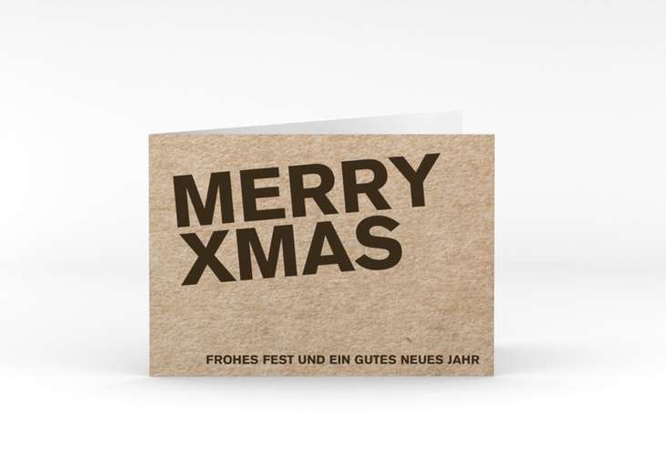 Business-Weihnachtskarte Cardboard A6 Klappkarte quer Kraftpapier modern in Kraftpapier-Optik