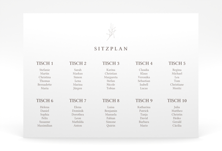 Sitzplan Poster Hochzeit Ivy 70 x 50 cm Poster minimalistisch mit kleiner botanischer Illustration