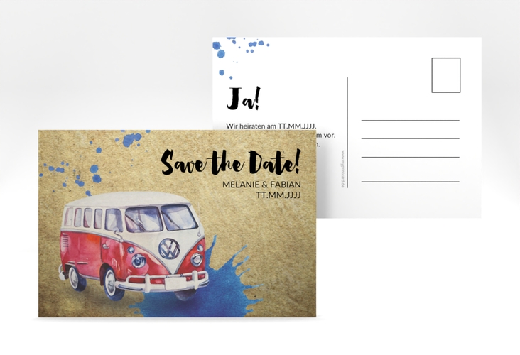 Save the Date-Postkarte Bulli A6 Postkarte