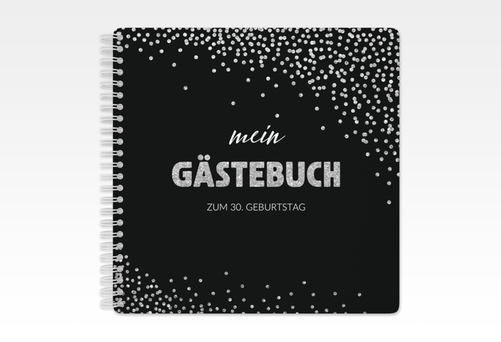 Gästebuch Geburtstag Glitzer Ringbindung grau