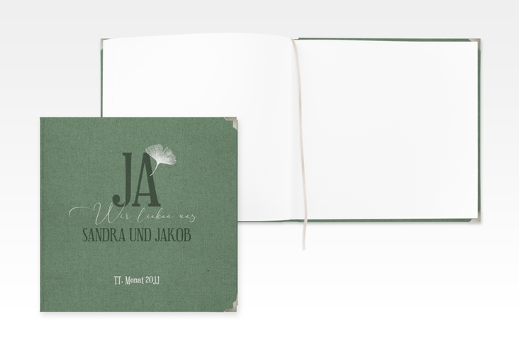 Gästebuch Selection Hochzeit Ja Leinen-Hardcover mit Ginkgo-Blatt