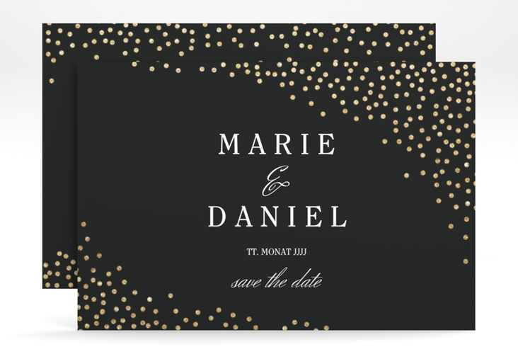 Save the Date-Karte Glitter A6 Karte quer schwarz