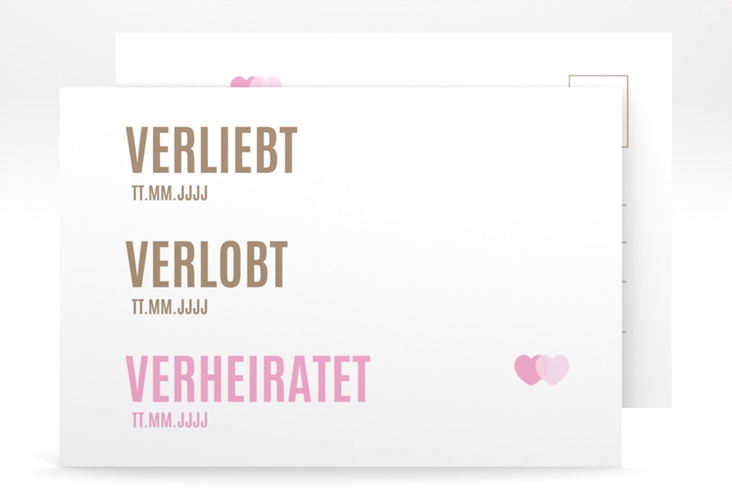 Save the Date-Postkarte Couple A6 Postkarte rosa