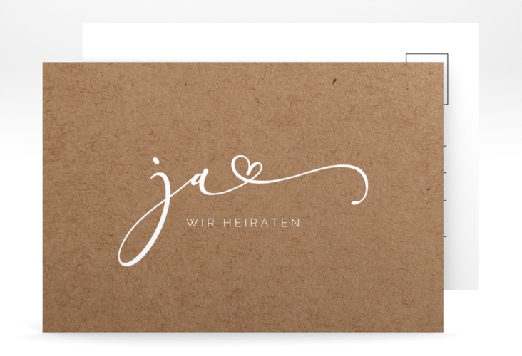 Antwortkarte Hochzeit Jawort A6 Postkarte modern minimalistisch mit veredelter Aufschrift