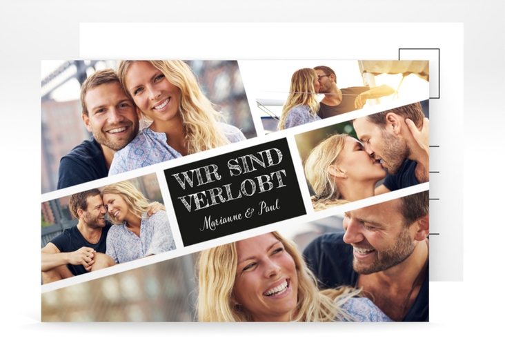 Verlobungskarte zur Hochzeit Rise A6 Postkarte schwarz