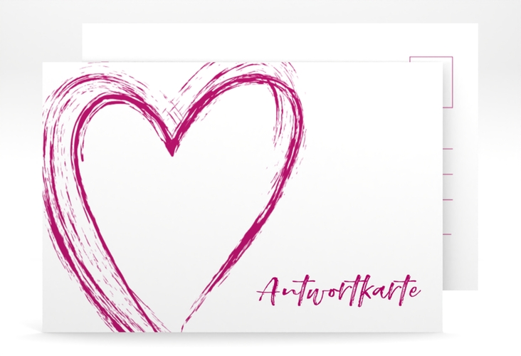 Antwortkarte Hochzeit Liebe A6 Postkarte pink