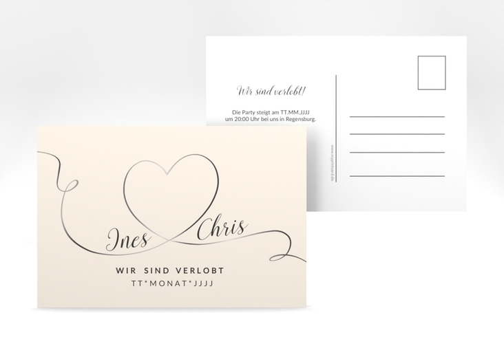 Verlobungskarte Hochzeit Dolce A6 Postkarte beige