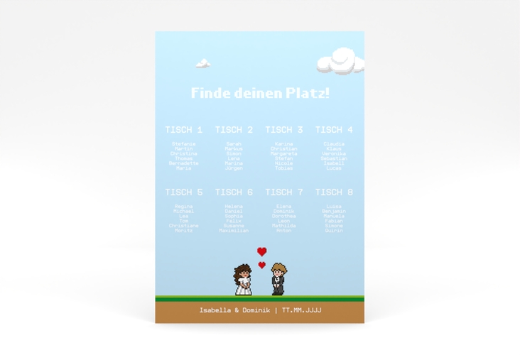 Sitzplan Poster Hochzeit Pixel 50 x 70 cm Poster bunt