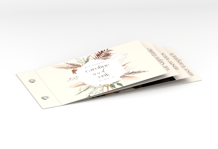 Danksagungskarte Hochzeit Bohemian Booklet beige hochglanz