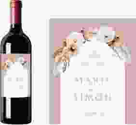Weinflaschenetikett Hochzeit Blumenbogen Etikett Weinflasche 4er Set rosa
