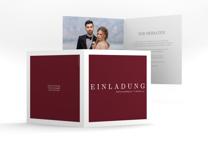 Hochzeitseinladung Simply quadr. Klappkarte rot