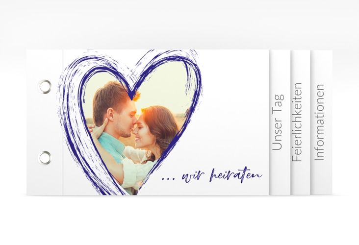 Hochzeitseinladung Liebe Booklet blau