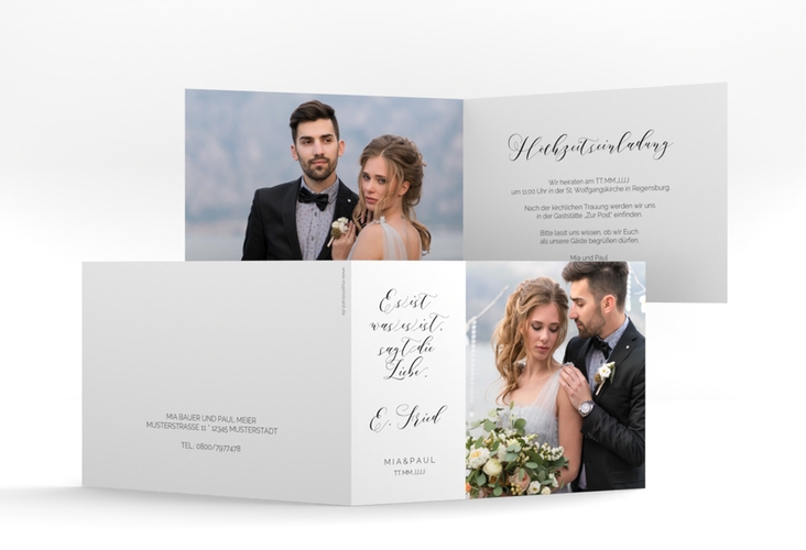 Hochzeitseinladung Paperlove A6 Klappkarte quer