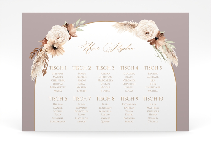 Sitzplan Poster Hochzeit Blumenbogen 70 x 50 cm Poster flieder