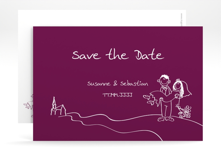 Save the Date-Karte Hochzeit Pisa A6 Karte quer pink