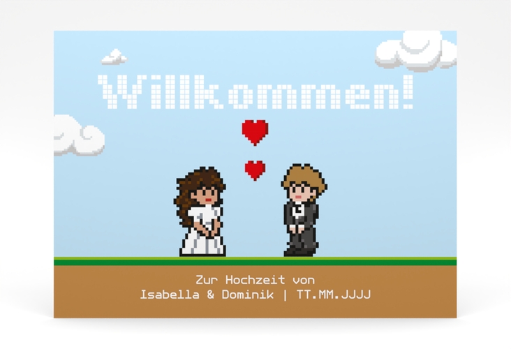 Willkommensschild Poster Pixel 70 x 50 cm Poster