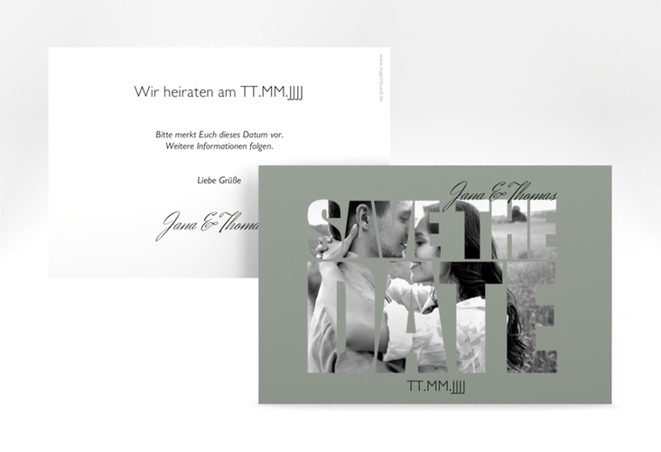 Save the Date-Karte Hochzeit Letters A6 Karte quer gruen