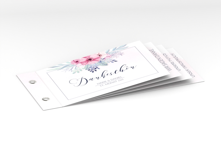 Danksagungskarte Hochzeit Surfinia Booklet rosa