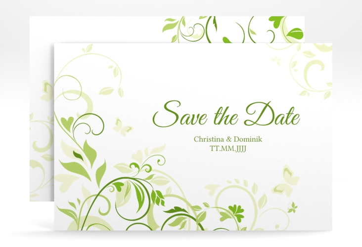 Save the Date-Karte Lilly A6 Karte quer gruen