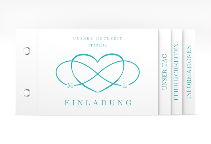 Hochzeitseinladung Infinity Booklet tuerkis