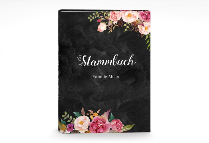 Stammbuch A5 Flowers Stammbuch A5 schwarz mit bunten Aquarell-Blumen