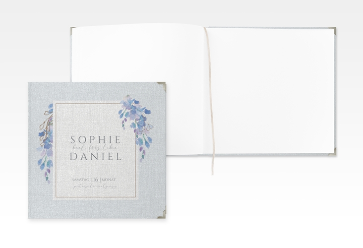 Gästebuch Selection Hochzeit Blauregen Leinen-Hardcover mit Wisteria-Blüten