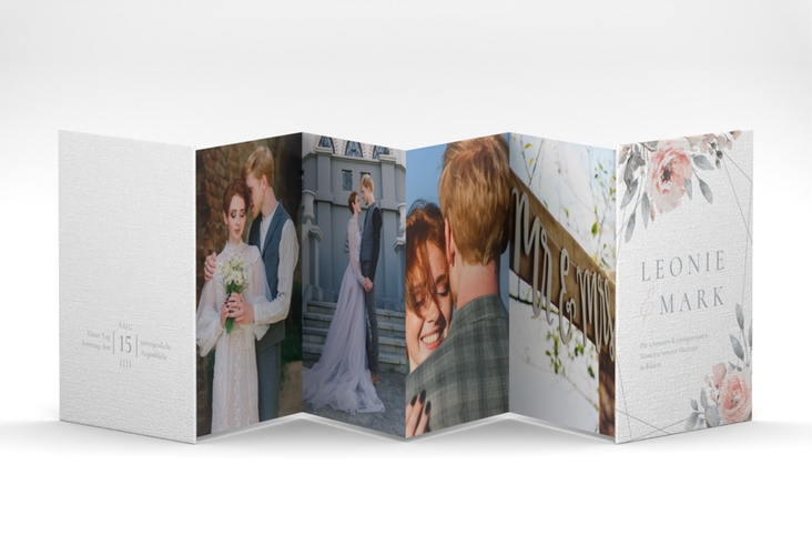 Foto-Leporello Hochzeit Perfection Leporello weiss mit rosa Rosen