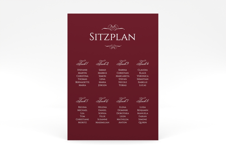 Sitzplan Poster Hochzeit Elegancy 50 x 70 cm Poster rot