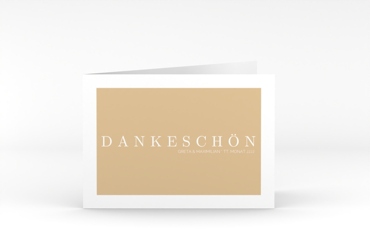 Dankeskarte Hochzeit Simply A6 Klappkarte quer beige hochglanz