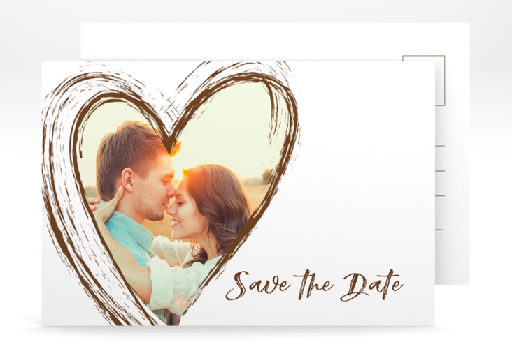 Save the Date-Postkarte Liebe A6 Postkarte braun