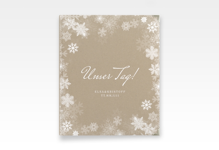 Hochzeitsalbum Snowfall 21 x 25 cm mit Schneeflocken für Winterhochzeit