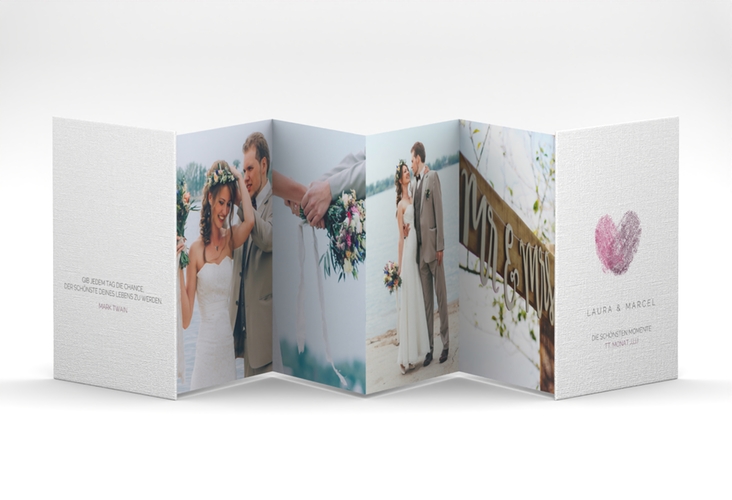 Foto-Leporello Hochzeit Fingerprint Leporello pink schlicht mit Fingerabdruck-Motiv