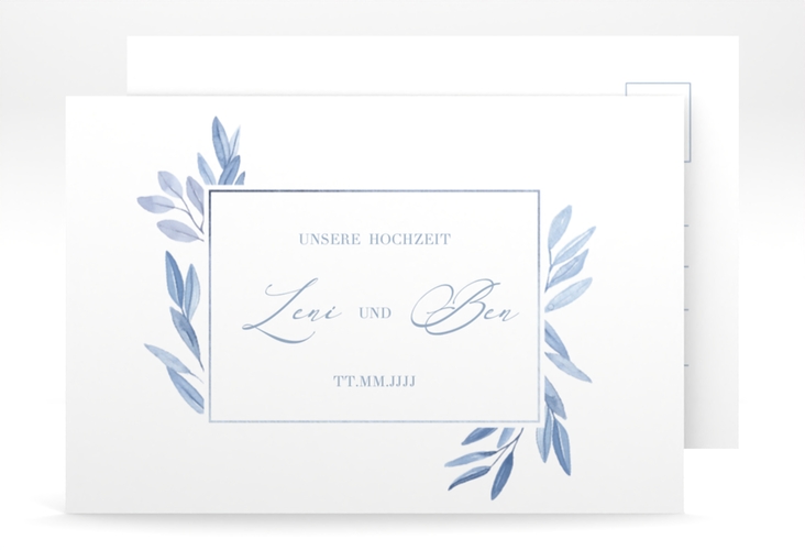 Save the Date-Postkarte Classicblue A6 Postkarte weiss hochglanz