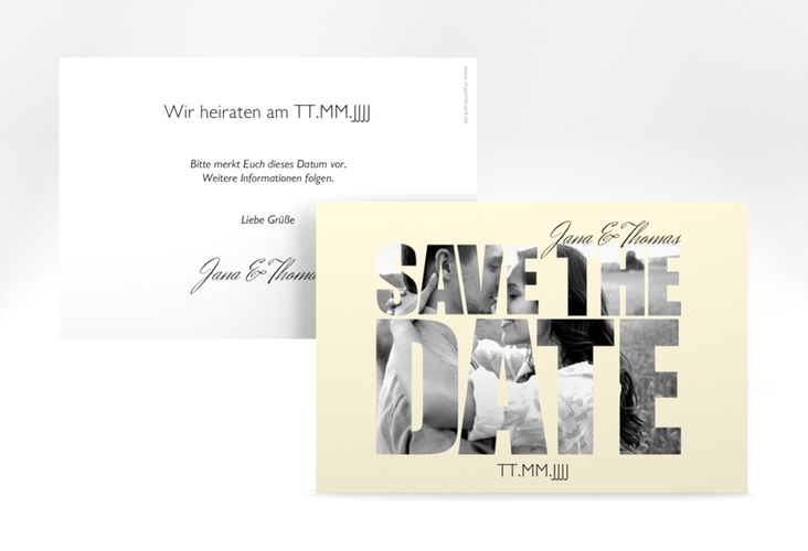 Save the Date-Karte Hochzeit Letters A6 Karte quer beige