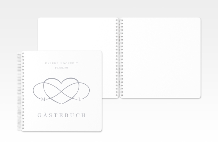 Gästebuch Hochzeit Infinity Ringbindung grau