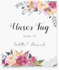 Hochzeitsalbum Flowers 21 x 25 cm weiss mit bunten Aquarell-Blumen