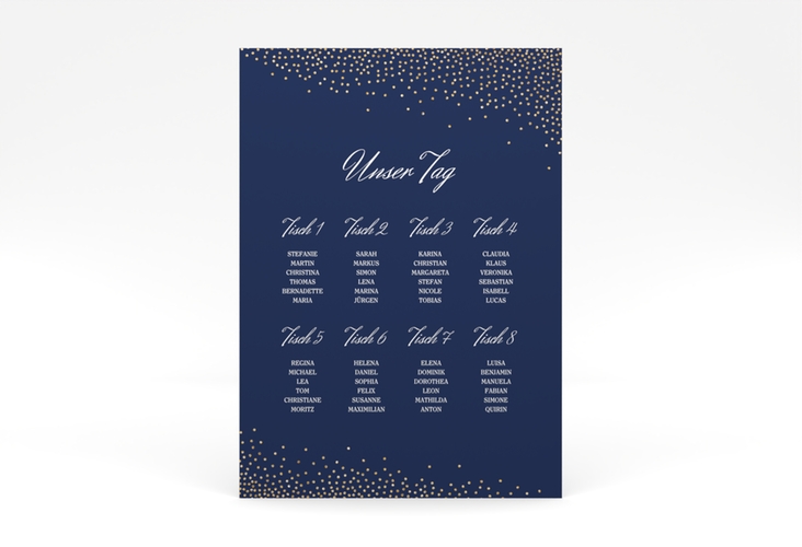 Sitzplan Poster Hochzeit Glitter 50 x 70 cm Poster blau