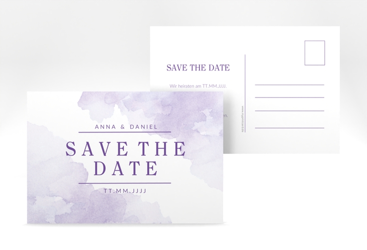 Save the Date-Postkarte Blush A6 Postkarte lila